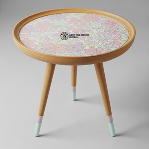 Wholesale Nordic Wooden Coffee <b>Table</b> Custom Pattern Inlay <b>Stool</b> Durable Solid Wood Leg Accent <b>Table</b> for Global Retailers - Product Image 1