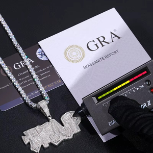 Collar con Colgante de Cruz y Mano Orando en Plata de Ley S925 con Moissanita VVS1 Color D para Mujer, Joyería de Moda Hip Hop Rock - Product Image 5