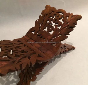 2025 Tailai pliant support de livre en bois Vintage coran complexe sculpté pour Bible pour bureau à domicile pliant support de livre en bois - Product Image 5