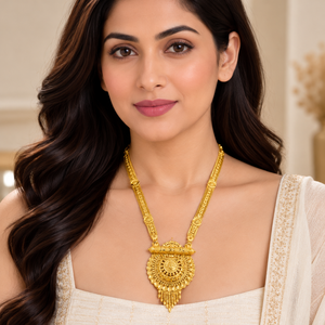 Conjunto de Collar y Pendientes de Cobre y Latón con Baño de Oro 24K Estilo Étnico Indio para Boda, Venta al por Mayor - Product Image 2