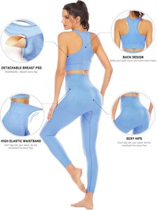 Ensemble de yoga pour femmes de haute qualité et confortable, couleur unie, respirant, logo personnalisé, marque privée pour la pratique du yoga et de la remise en forme en salle de sport - Product Image 3