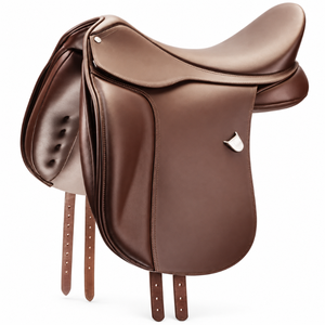 Selle d'équitation anglaise classique marron avec siège sculpté et rabat complet |   Selle d'équitation avec rembourrage et finition soignée - Product Image 1