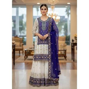 Realza tu Belleza: Conjunto Salwar Kameez Sharara de ZAIN EXPORT, Recién Lanzado, Ropa Moderna para Fiestas, Georgette Sintético con Estampado Digital - Product Image 1