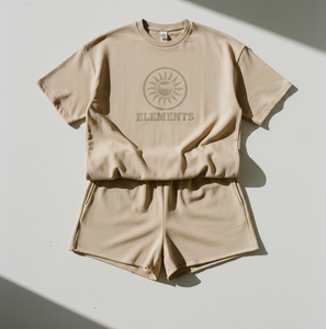Ensemble T-shirt et short deux pièces pour homme, style streetwear, color block, écologique, 100 % coton molletonné, service OEM - Product Image 1