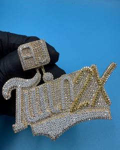 Colgante de Lujo Personalizado con Letra Inicial de Moissanita Totalmente Cubierto de Diamantes, Estilo HipHop Rapper Bling, Bicolor, Plata 925 Certificada, Regalo - Product Image 1