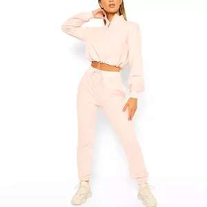 Conjunto Deportivo Casual para Mujer, Manga Larga, Cierre de Media Cremallera, Color Sólido, Pantalones Holgados con Cordón y Bolsillos Laterales, Ropa de Otoño - Product Image 5