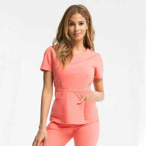 Women's Custom Spa Uniform New Fashion <b>Elastic</b> Salon Scrub with Adjustable Knitted <b>Lace</b> Spa Uniform - Product Image 5