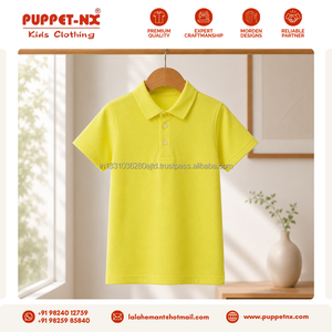 Camiseta Polo Amarilla de Manga Corta para Niños Puppetnx de la Mejor Calidad, Mezcla de Poliéster/Algodón, Uniformes Escolares - Product Image 5