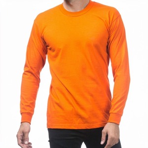 Camiseta de Manga Larga con Cuello Redondo al por Mayor, 100% Algodón, Unisex, Lisa, Personalizable con Logotipo, OEM, ODM, MOQ Bajo, Envío Rápido - Product Image 1