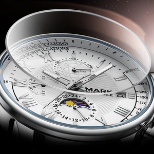 Reloj de Cuarzo Mark Fairwhale con Caja de Metal para Hombre, 40 mm, Correa de Cuero Genuino, Resistente al Agua 30 m, Reloj de Pulsera Casual de Negocios para Uso Diario - Product Image 2