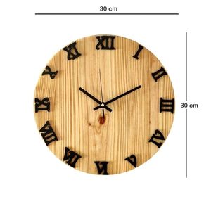 Wholesale Handmade Wooden Wall <b>Clock</b> Round <b>Roman</b> Numeral Decorative Timepiece Natural Wood Home Office Decor - Product Image 4