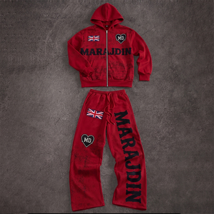 Custom <b>White</b> Men Tracksuit Set Zip up Hoodie <b>Jogger</b> Pants 2 Piece Winter Sportswear Casual Sweat Suit 100% Cotton OEM - Product Image 2