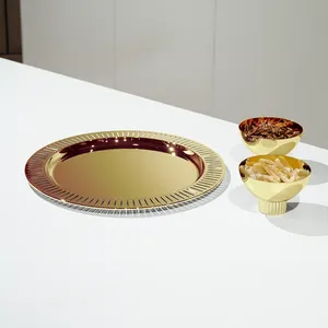 Luxury <b>Gold</b> Metal <b>Serving</b> <b>Tray</b> for Fine Dining Hospitality Hotels and RestaurantsElegant <b>Gold</b> Polished Stainless Steel Antique - Product Image 3
