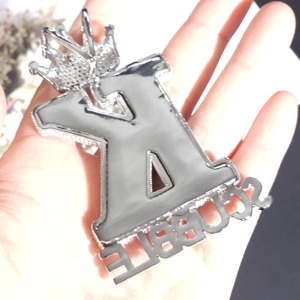 Jay Balaji Diamonds Iced <b>Custom</b> <b>Name</b> <b>Necklace</b> Rose Gold Rhodium Plated Cuban Chain Crown Clasp Letter Pendants Diamond - Product Image 3