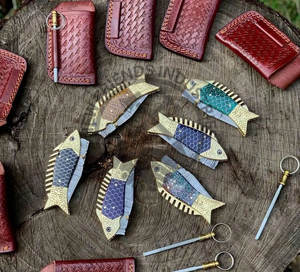 Nouveau Couteau Pliant de Poche en Damas Fait Main de Marque Haut de Gamme, Manche en Résine Nid d'Abeille Gravé, Bouton Poussoir, Cadeau Personnalisé - Product Image 2