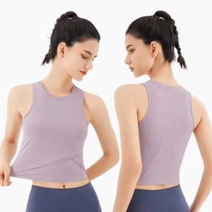 Top Corto de Punto para Mujer, Cuello Redondo, Color Sólido, Transpirable, Informal, de Jersey, Algodón, Fibra de Bambú, Sin Mangas - Product Image 4