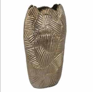 Vase à fleurs en métal argenté fait main, grand modèle, en fer martelé, surface finie élégante, pour salon, salle à manger, décoration moderne côtière - Product Image 5