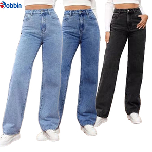 Pantalon Baggy Femme Personnalisé Taille Haute Tendance Style Boyfriend Jean Baggy Femme Vintage Taille Haute Jambe Large Grande Taille en Denim - Product Image 6