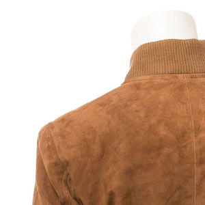 Women's Brown <b>Suede</b> <b>Bomber</b> <b>Jacket</b> Full Sleeve Stand Collar Zipper Closure Custom Women Real Leather <b>Jacket</b> Slim Fit Motorcycle - Product Image 4