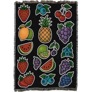 Coperta in tessuto di cotone 50x60 con disegno tatuaggio Fierce Blooms, prodotta negli Stati Uniti - Product Image 1