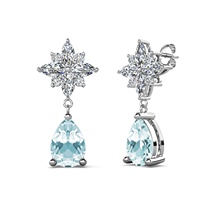 Hochwertiger natürlicher Edelsteins chmuck 925 Silber Teardrop-förmige blaue Topas-Blumen ohrringe für Frauen Destiny Jewell ery