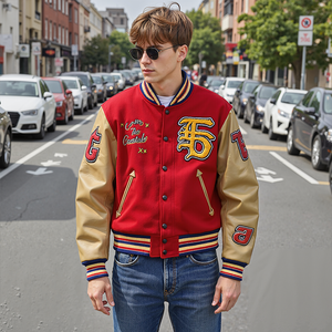 Blouson universitaire personnalisé pour homme, style streetwear hiver, broderie premium, OEM/ODM, 100% laine peignée, logo frontal - Product Image 3