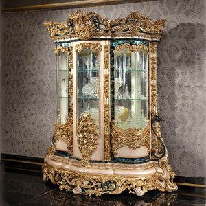 Luxury Royal Baroque Furniture Dining <b>Table</b> Set <b>Solid</b> Mahogany <b>Wood</b> Gold Leaf Carving Gloss <b>Top</b> 6 Seater for Villa Hotel - Product Image 5
