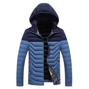 <b>Men's</b> Winter Hooded Puffer <b>Jacket</b> Color Blocking Zipper Closure Waterproof Windproof Casual Outerwear Thick Polyester Front - Product Image 2