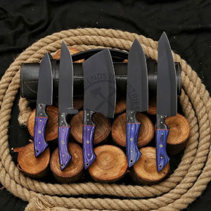 Top New Custom Handmade Chef <b>Knife</b> J2 Stainless Steel Powder Coated <b>Sharp</b> Blade Modern Kitchen <b>Knives</b> <b>Set</b> w/ Pakkawood Handle - Product Image 1