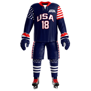 Ensemble d'uniformes de hockey sur glace en gros : Maillot en maille respirant et chaussettes, personnalisables avec logo, numéro et nom, faible MOQ, fournisseur - Product Image 2