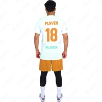 Seragam Sepak Bola Unisex Berkualitas Tinggi 100% Poliester Setelan Sepak Bola Logo Kustom Jersey Sepak Bola Visibilitas Tinggi OEM Bernapas