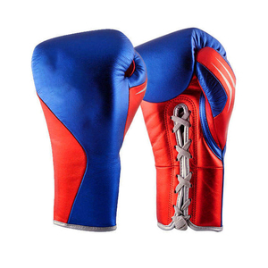 Guantes de Boxeo de Piel Sintética Rojos y Azules con Cierre de Cordones en la Muñeca para Adultos, Entrenamiento, Sparring, MMA, Kickboxing y Muay Thai - Product Image 1