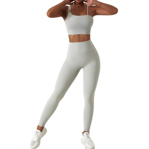 GC 2Pcs/Set Reversible Breathable Threaded <b>Seamless</b> Yoga Suit Sports Bra <b>Leggings</b> Peach Hip Trousers Fitness Yoga Sets Women - Product Image 4