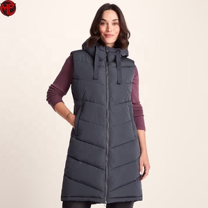 Chaleco largo acolchado para mujer, sin mangas, con capucha, alternativa al plumón, para invierno, estilo urbano - Product Image 1