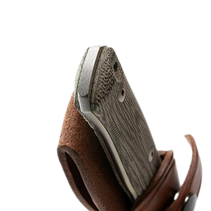 Cuchillos de Caza con Empuñadura Texturizada Verde Oliva, Hoja Fija Plateada, Funda de Cuero Marrón para Acampar, Hacer Senderismo y Uso en el Campo - Product Image 2