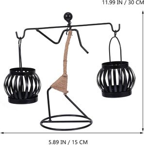 Portavelas de Hierro Negro Hecho a Mano con Detalles de Cuerda, Diseño de Unicornio, Duradero y Natural, para Decoración del Hogar, Pascua/Boda - Product Image 3