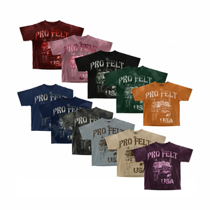 T-shirt Homme Lourd 100% Coton Manches Courtes Ample Hip Hop Respirant Délavé à l'Acide avec Logo Personnalisé Vente en Gros Haute Qualité - Product Image 1