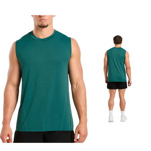 Men Custom Wholesale O Neck Cotton Eco-Friendly UV Protection Gym Tank <b>Top</b> Sleeveless Breathable Fitness Training Vest Street - Product Image 1