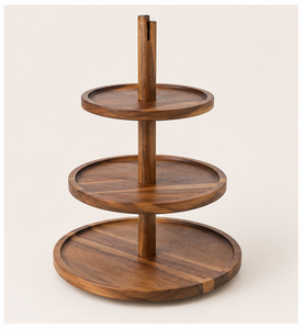 Premium 3-Tier Acacia Wood <b>Cake</b> Stand and Dessert Display Tower Handcrafted Wooden Tiered Serving Tray for Parties <b>Supply</b> - Product Image 4
