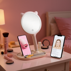 Luz <b>Led</b> <b>Makeup</b> <b>Mirror</b> With Lighted Stand And Phone Holder For Beauty Routine - Product Image 3