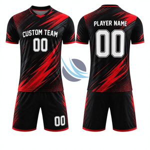 Ensemble de maillots de football personnalisés unisexes pour adultes, respirants, à manches courtes, de haute qualité, écologiques, anti-UV, séchage rapide, 100% coton - Product Image 2