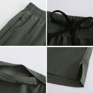 Pantalones Cortos Deportivos de Secado Rápido para Hombre, Color Sólido, Cintura Elástica y Bolsillos, en Verde, Beige, Menta y Negro, con Logotipo Personalizado por Transferencia Térmica - Product Image 4