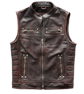 Chaleco de Cuero Personalizado con Múltiples Bolsillos, Chaleco de Cuero para Hombre al por Mayor, Estilo Urbano, Chaleco con Cremallera de Moda Hip Hop para Hombre - Product Image 1