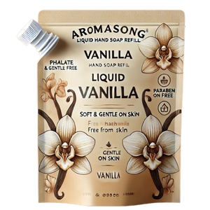 Aromasong - Jabón Líquido para Manos de 16 oz, Recarga, con Sales Minerales, Anti-Acné, Blanqueador, Aroma a Vainilla, Ecológico, Suave como la Seda - Product Image 1