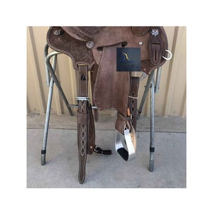 Brown Roughout Leather Western Barrel Racing Horse Saddle Floral <b>Hand</b> Tooling Crystal Conchos Hard Seat Tack Set 10" 18" - Product Image 3