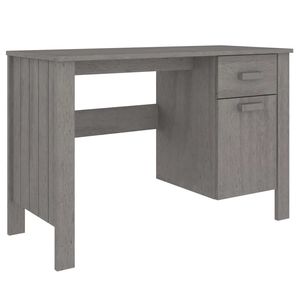 Bureau d'ordinateur rectangulaire gris clair en bois de pin massif et MDF avec lampe de bureau intégrée - Product Image 2