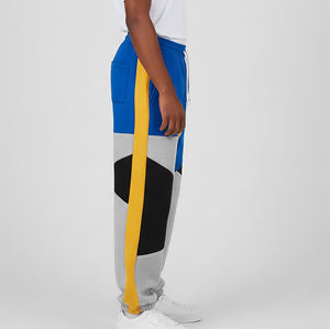 Pantalon de survêtement pour homme en molleton 100% coton respirant, avec empiècements color block, coupe décontractée streetwear, bas de pantalon côtelé, effet délavé, haute qualité - Product Image 3