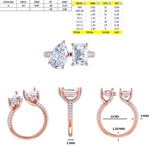 Diseñador 14K chapado en oro Moissanite anillo de compromiso 1 quilate VVS2 corte brillante moda mujer nupcial joyería de lujo - Product Image 6