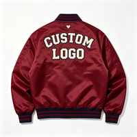 Chaqueta Varsity Layenne de Buena Calidad, Estilo Hip Hop, Color Rojo Personalizado, Chaqueta Universitaria de Satén Cómoda para Uso Diario