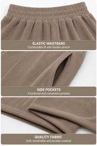 Pantalon décontracté taille haute pour femme, coupe droite, respirant, style streetwear, ample, longueur intégrale, couleur unie, taille élastique, avec poches - Product Image 3
